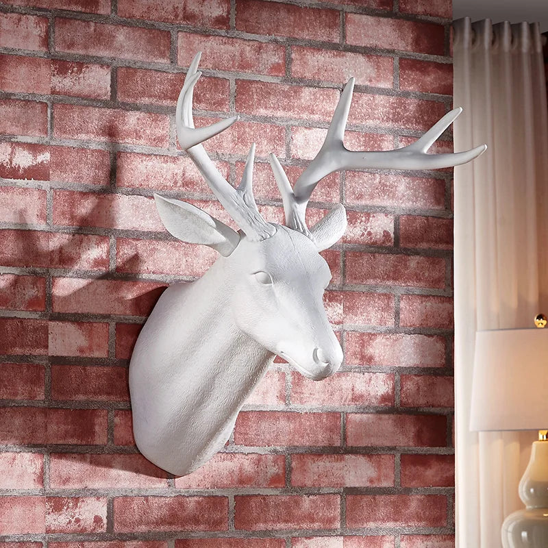 décoration murale tête cerf noir blanche texture résinée moderne fixations