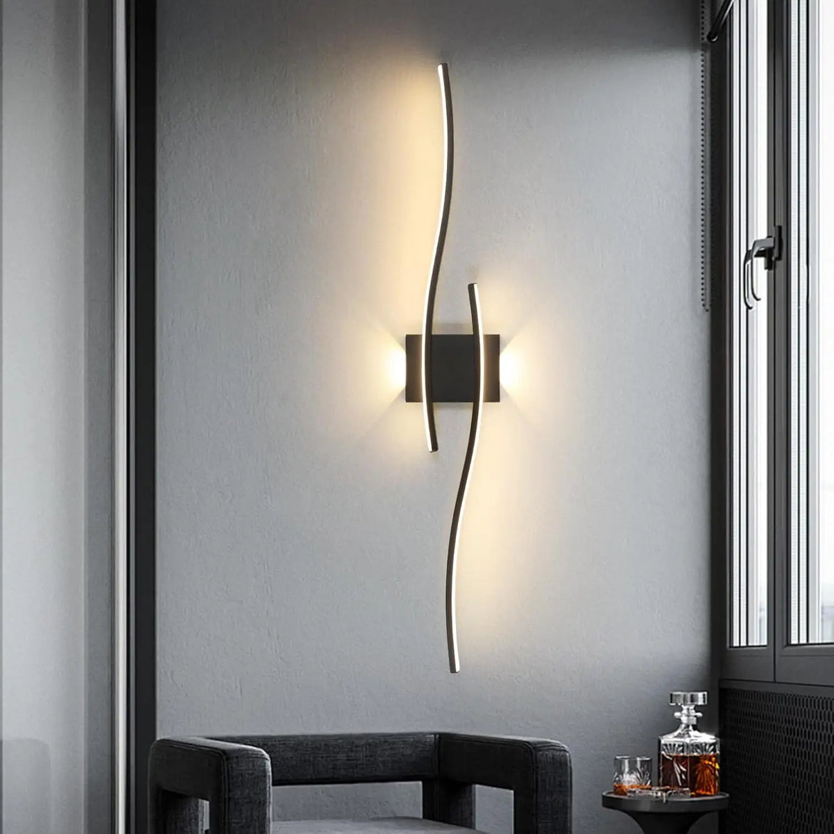 lampes murales led modernes 60 80cm noir doré blanc minimaliste télécommande