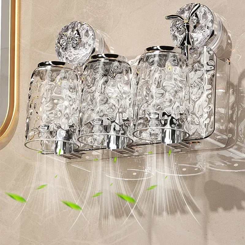 organisateur mural transparent texturé moderne porte bougies ventouse hygiénique salle bain rangement efficace simple