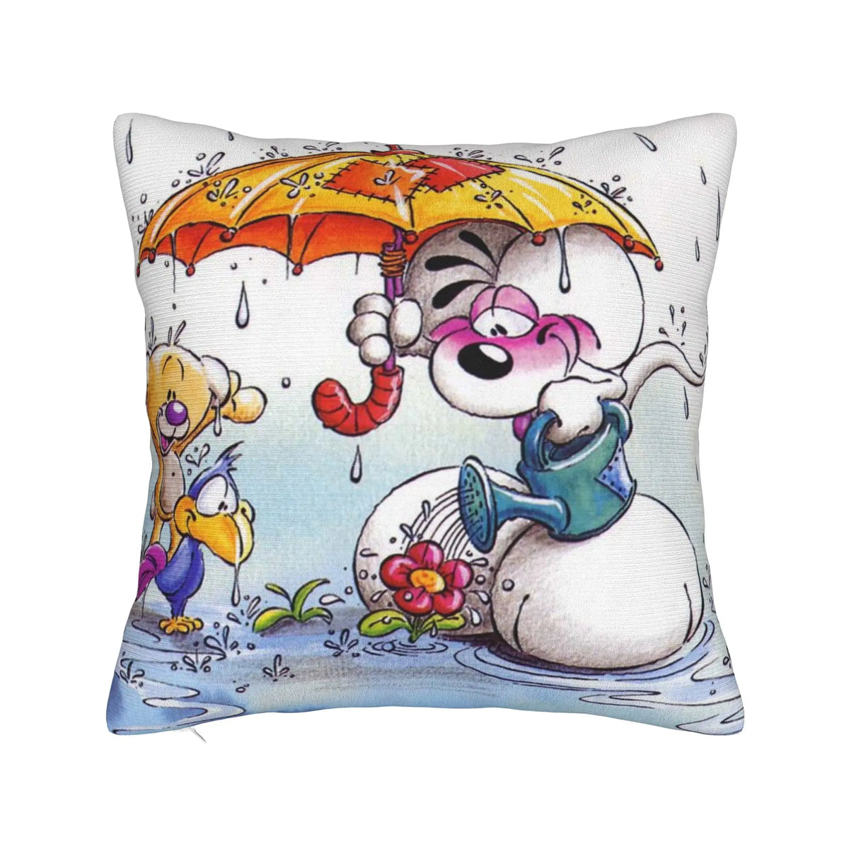 taies d'oreiller animaux rose ours chien zip invisible cartoon opacité coton polyester lit