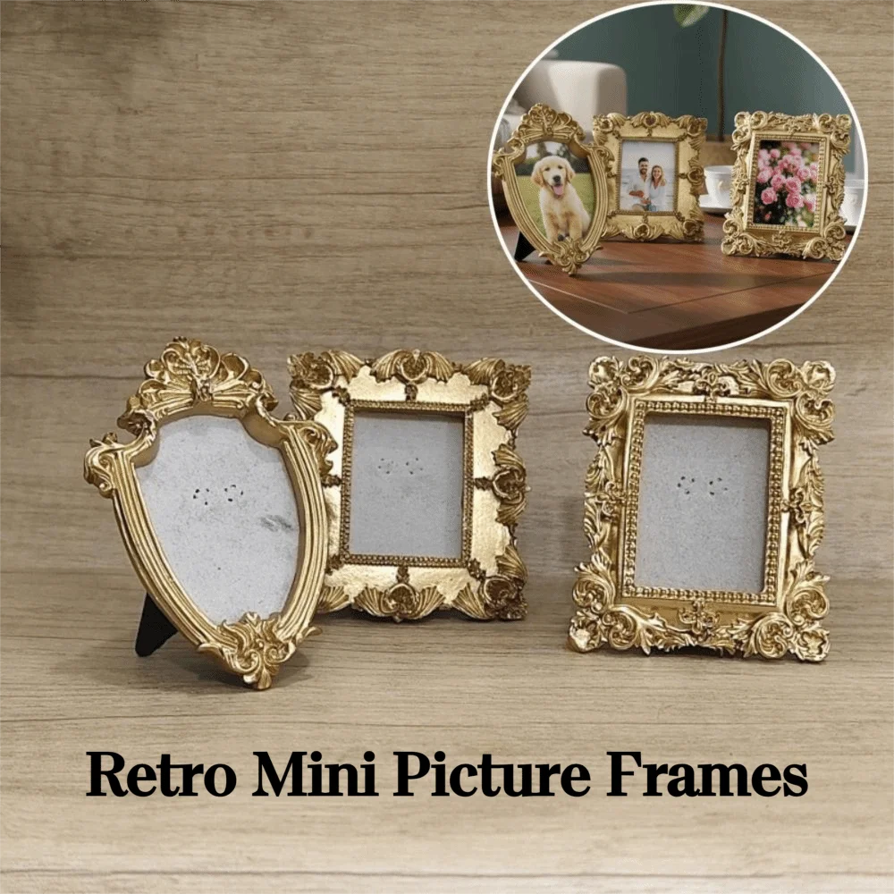 cadres photo vintage ornementés floral relief baroque rétro dorés posables