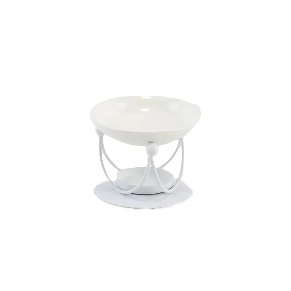 bougeoir moderne transparent blanc doré noir aromathérapie support métallique rond chauffe bougie bien être