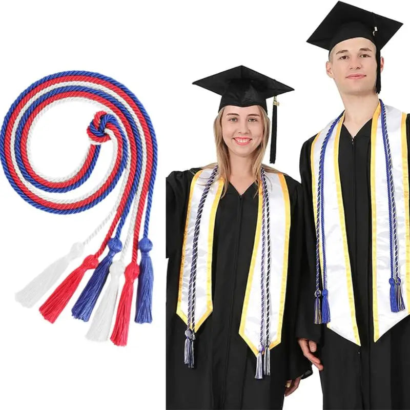 cordon remise diplôme pompon boucle ruban rayé toge graduation