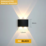 applique murale led moderne noire fixée mur diodes led étanches ip65