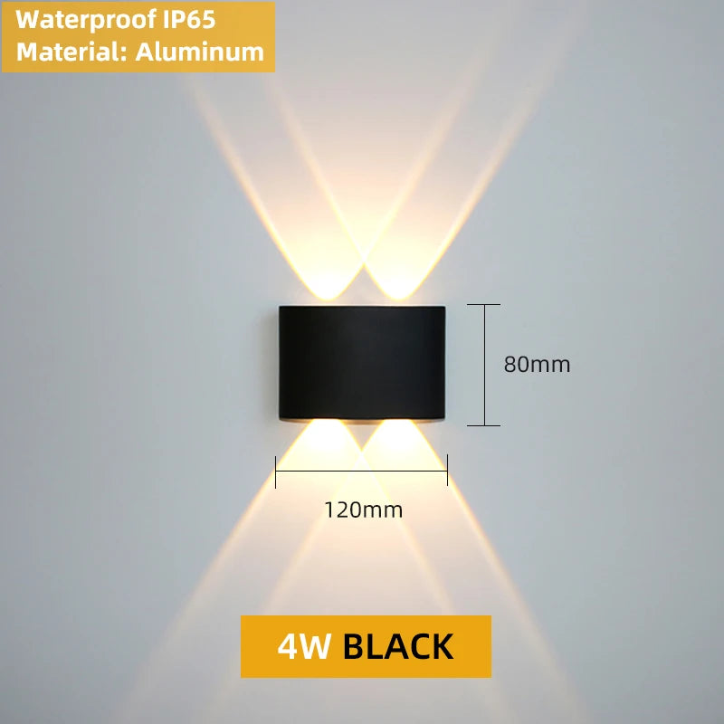applique murale led moderne noire fixée mur diodes led étanches ip65