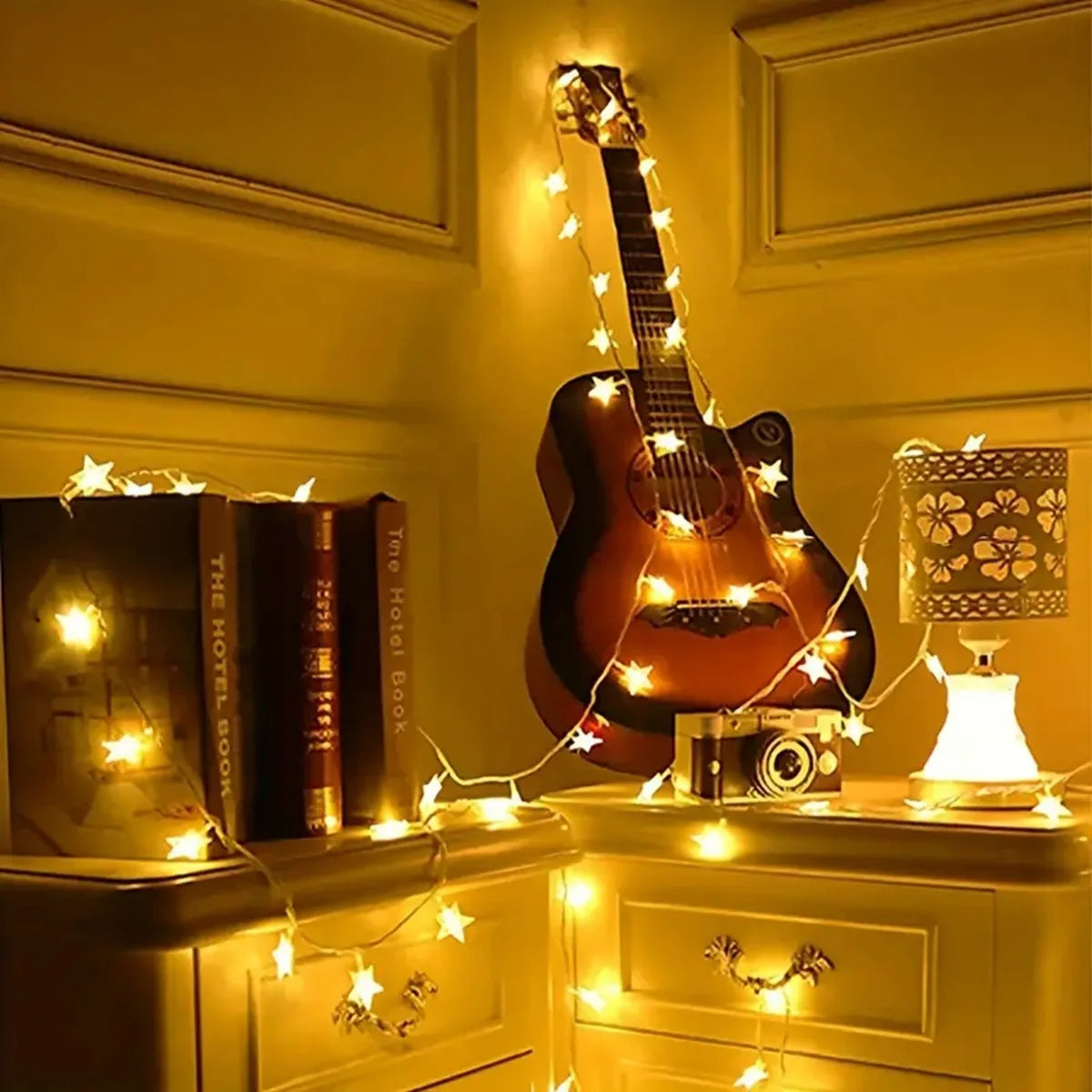 guirlande lumineuse étoiles blanc moderne auto batterie 10 20 30 40 LED chambre fête