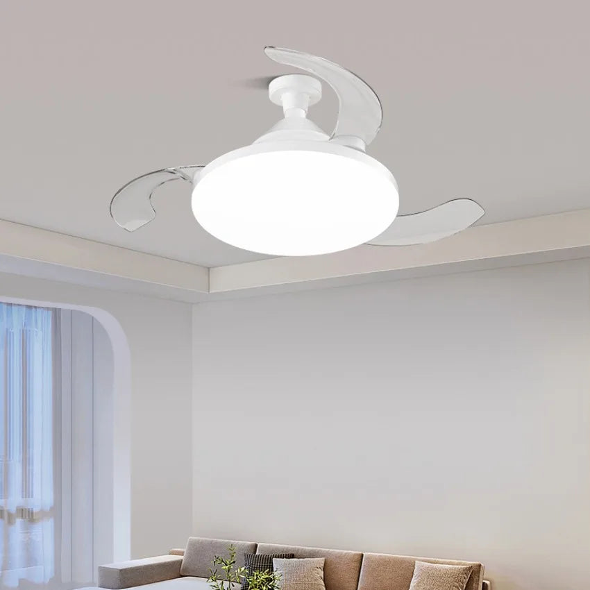 ventilateur lumière led invisible télécommande ampoules moderne minimaliste fixations blanc