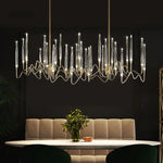 lustre moderne élégant cristal transparent filigrane doré salon chambre étude LED 2000 82000 lumens