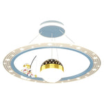suspension lumineuse moderne astronaute étoiles blanche dorée bleue anneaux concentriques