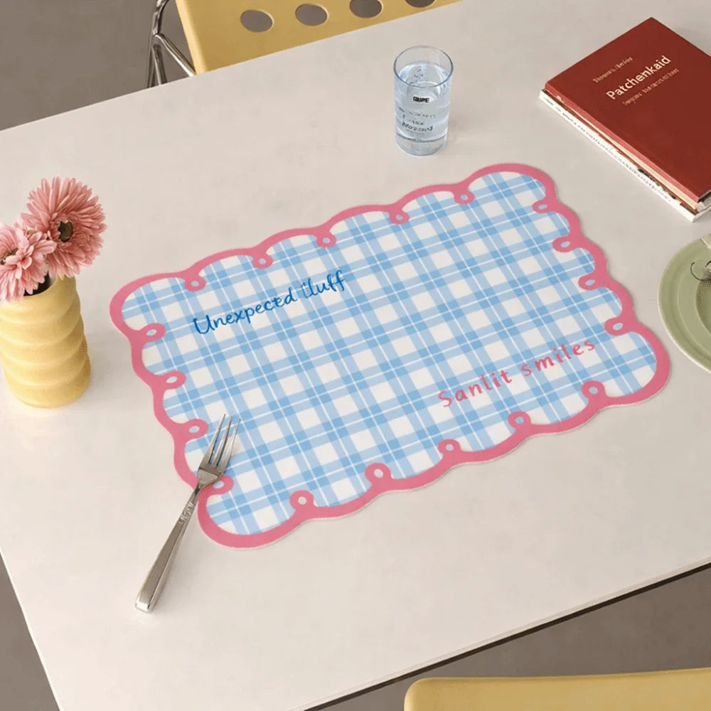 tapis table carreaux vichy vert clair bleu clair rose moderne adhésif decoratif blanc absorbant'eau