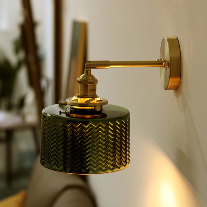 lampe murale or transparent moderne interrupteur rayures horizontales verre chambre cuisine étude