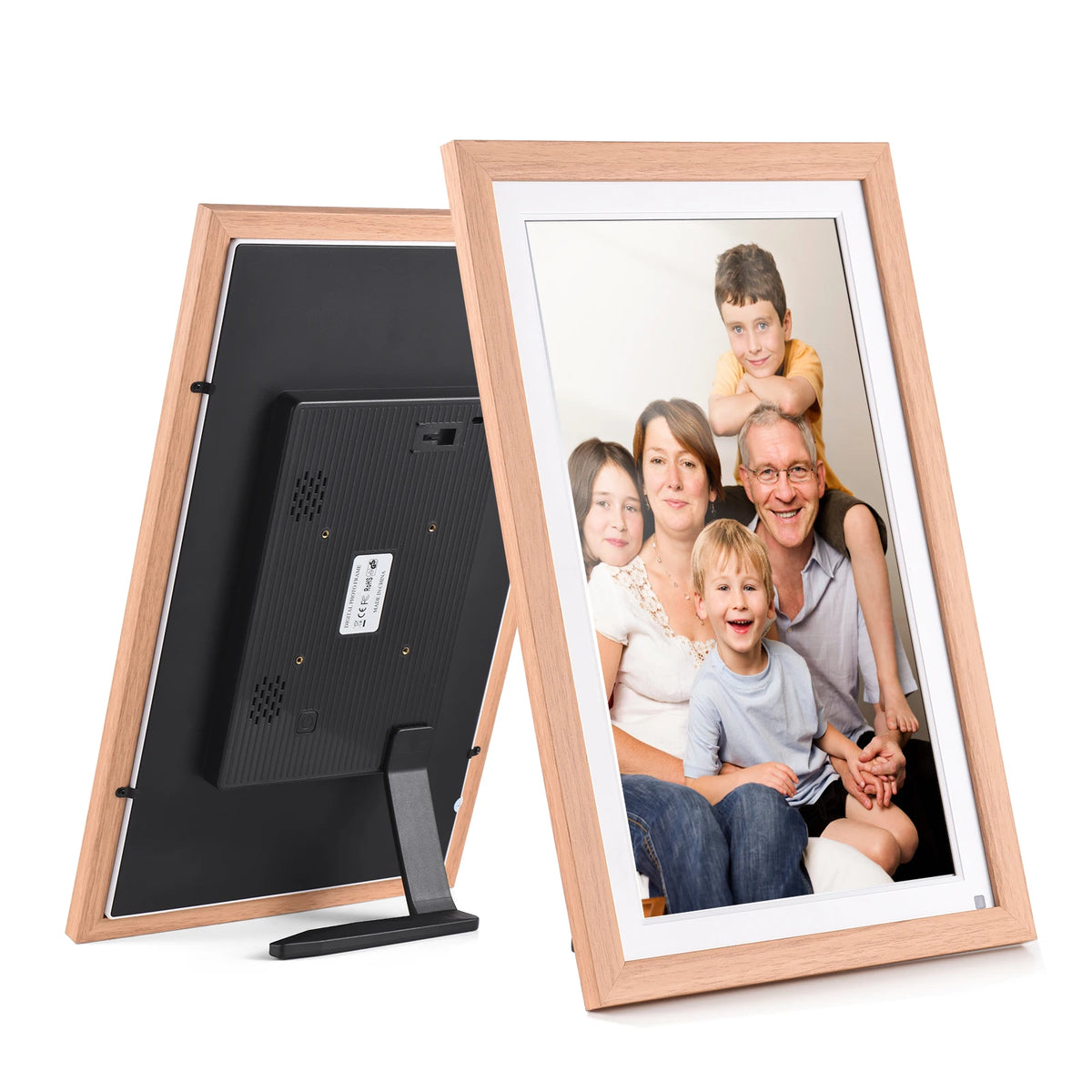 Cadre photo numérique WiFi 15,6 pouces écran tactile IPS beige sur table