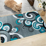tapis moderne spirales abstraites gris bleu salon chambre prière extérieur déco salle bain
