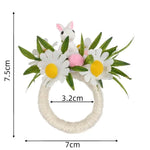 anneau serviette pâques fleurs artificielles motifs floraux blanc vert rose jaune décoration table festive