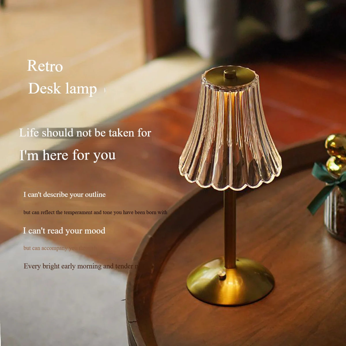 lampe table moderne or transparent abat jour rayures cristal recharge tactile chambre coucher led