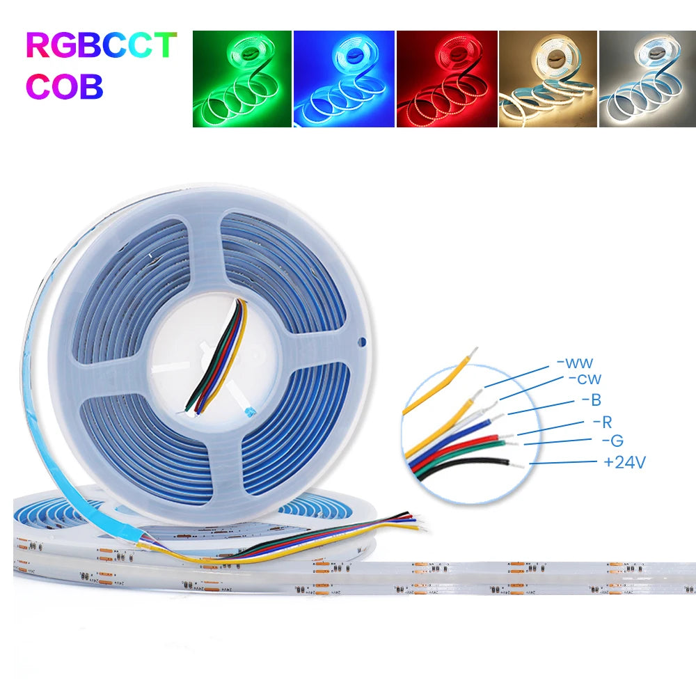 ruban led flexible blanc moderne 24v 840leds rgb cct adhésif inclusion câbles connecteurs