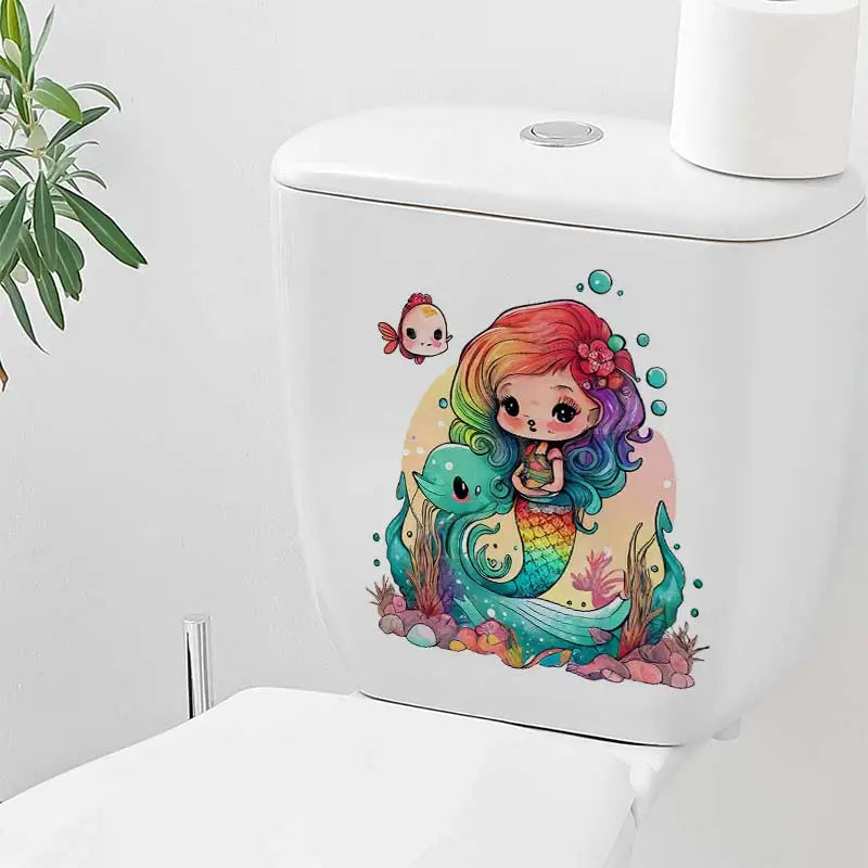 Sticker bleu sirène pour décoration salle de bain