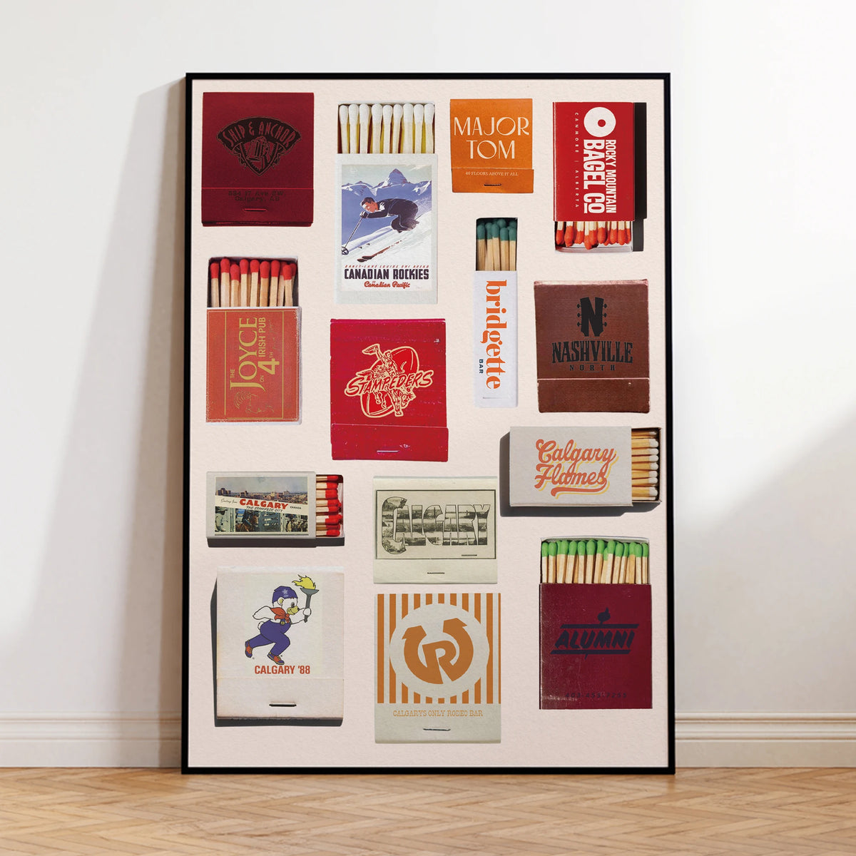 affiche rétro collage matchbox multicolore deco salon chambre vertical 30x40cmOpaque