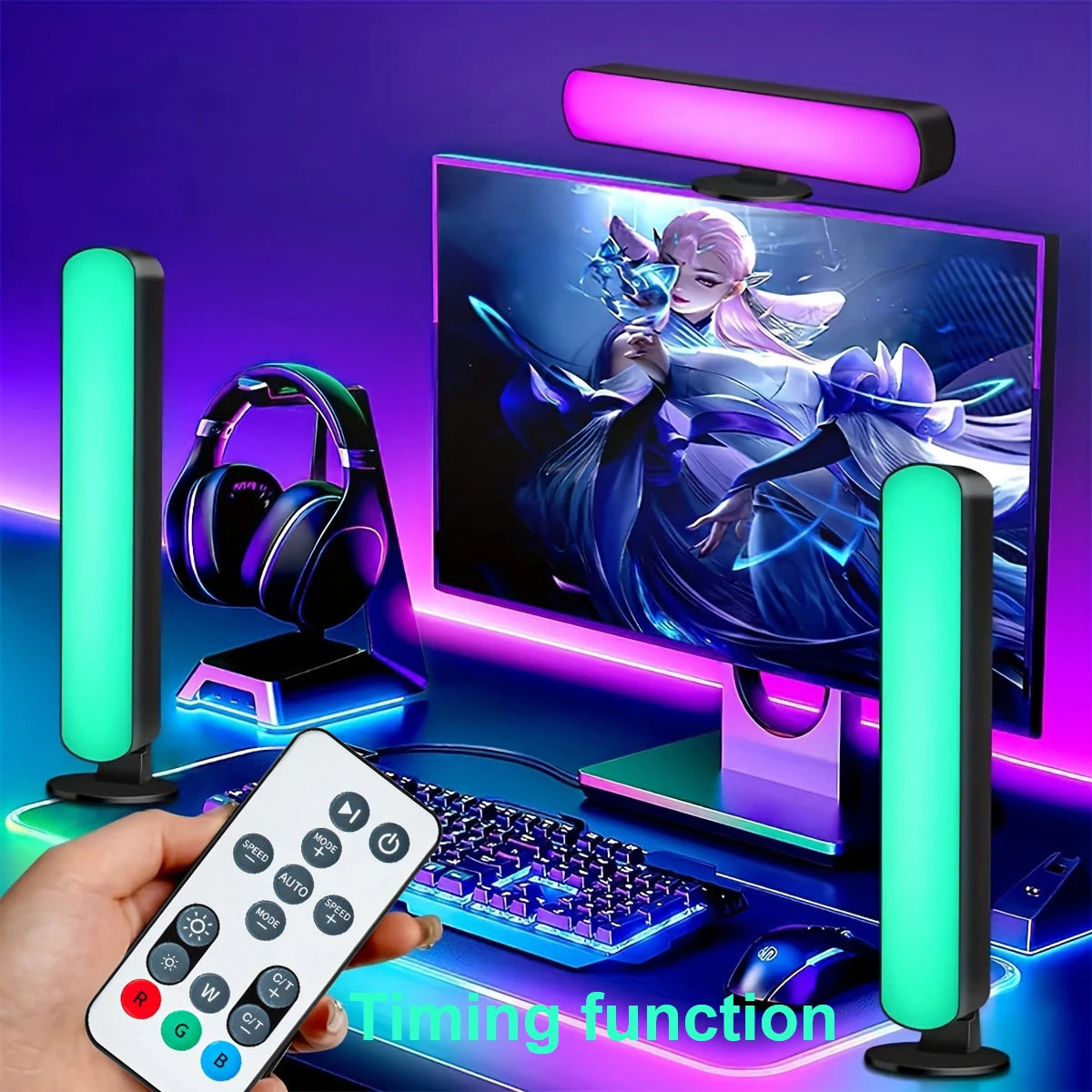 barre lumineuse rgb moderne multicolore télécommande support montage flux lumineux variable usb