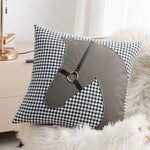 taies d'oreiller houndstooth gris noir contemporain brodé respectueux environnement 45x45cm decoration chambre coucher
