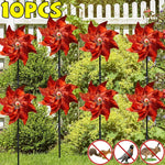 décoration jardin moulin vent rouge jaune vert pailleté moderne effarer oiseaux