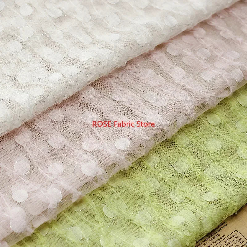 tissu dentelle brodée pois 3d tulle maille jacquard rayé été vocation plage blanc rose