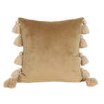 housse coussin velours moderne bohème couleur unie pompon décoratif 45x45cm