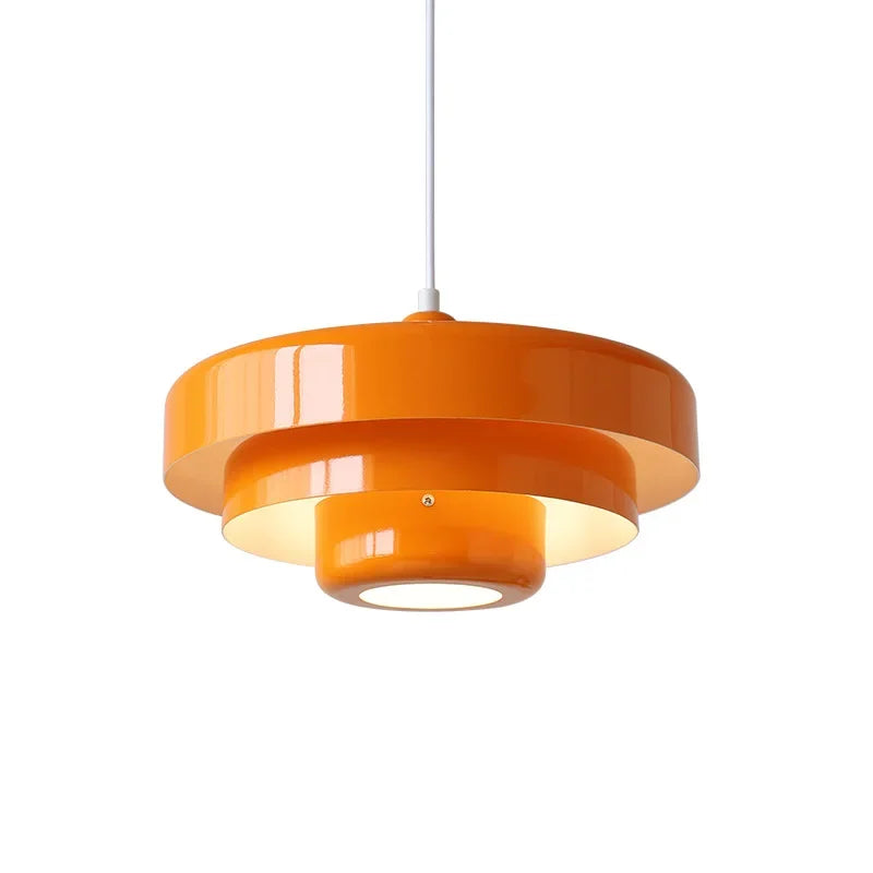 suspension lumineuse moderne orange métal scandinave éclairage salon restaurant maison