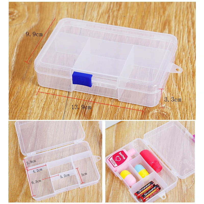 boîtes rangement transparentes modulaires grilles détachables organisation pratique bijoux outils écologiques plastique pp respectueux