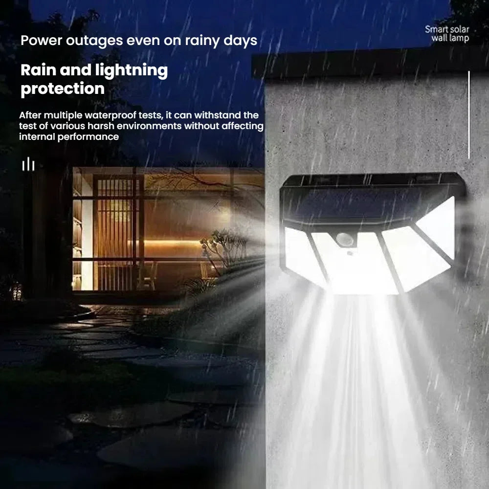 lampe solaire murale détecteur mouvement 100 led noir plastique semi transparent moderne étanche ip65
