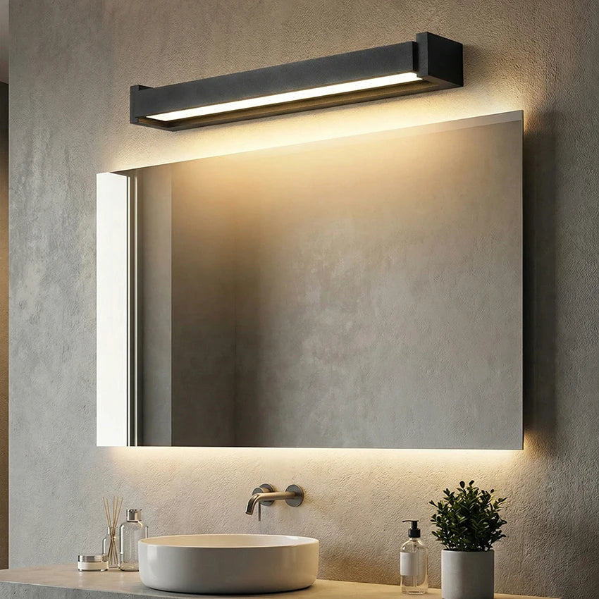 lampe murale led moderne ip65 350 rotatable noir verre trempé 235mm 335mm