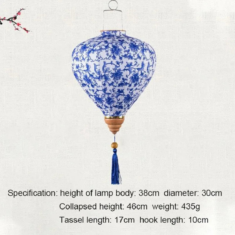 lanternes décoratives fleurs feuilles bleu rouge rose violet translucides traditionnelles crochets franges fête noël
