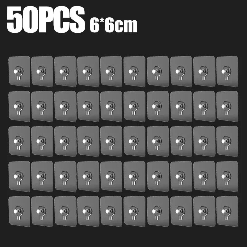 porte objets adhésifs transparents modernes poignées métalliques 60mm 60mm pack