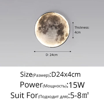 applique murale décoration terre lune moderne lampe led intérieur salon chambre salon
