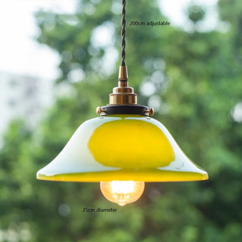 lampe suspendue vintage vert ombre matériau pierre verre 25cm ajustable 200cm autonomie e27