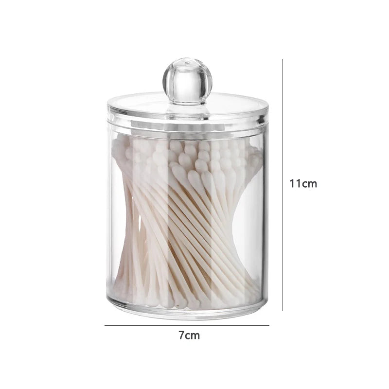 boîte rangement cosmétique transparente plastique cotons lingettes maquillage bijoux salle