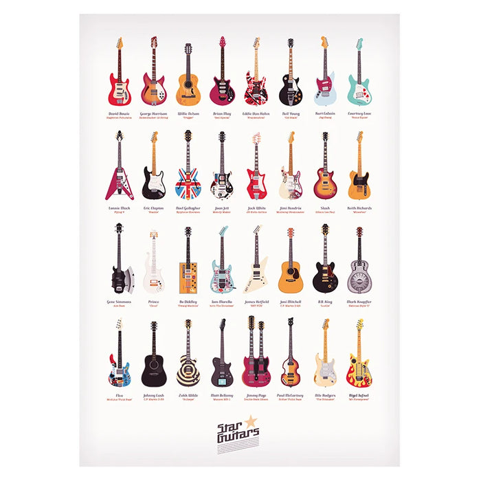 affiche moderne guitares colorées décoration mur salon toile haute qualité digital print chambre