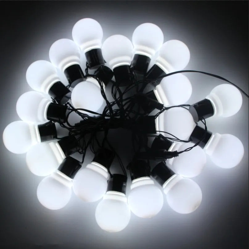 guirlande lumineuse noël blanc boules sphériques moderne clips câble noir 20 ampoules