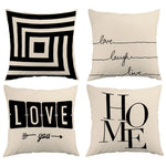 taies d'oreiller jacquard géométriques moderne non toxique 45x45cm polyester coton beige noir motifs textes