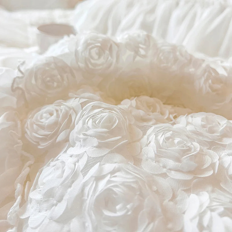 Literie blanche dentelle style coréen Ombre Interieur