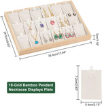 support bijoux bois velours clips boîte présentation breloques moderne 18 cases 24.5cm 35.4cm