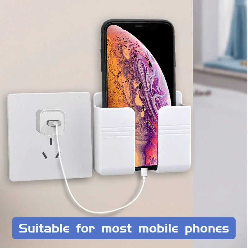 boîte rangement mural blanc moderne adhésif chargeur smartphone télécommande prise usb