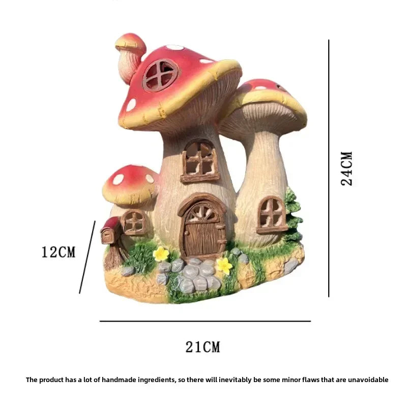 lampe solaire résine miniature maison champignon balcon jardin décoration extérieure verte rouge blanche