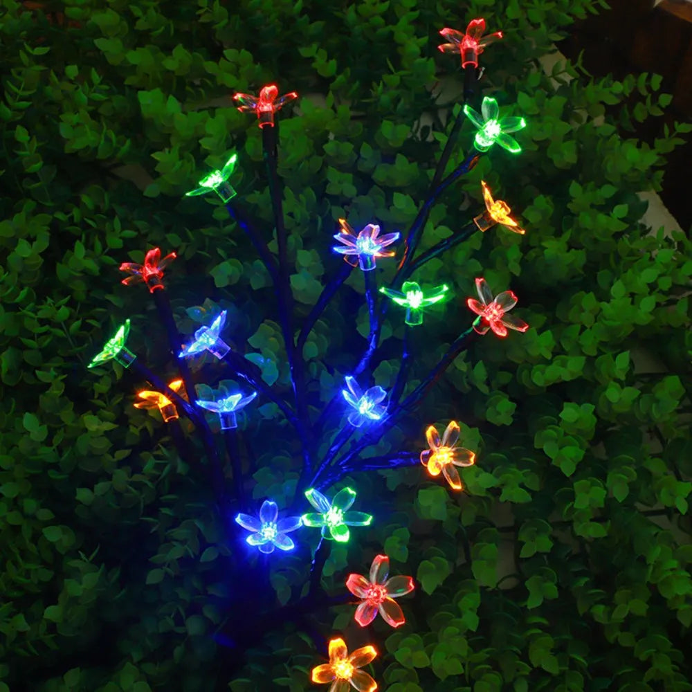 décoration extérieure arbre lumineux fleurs multicolore moderne solaire jardin patio