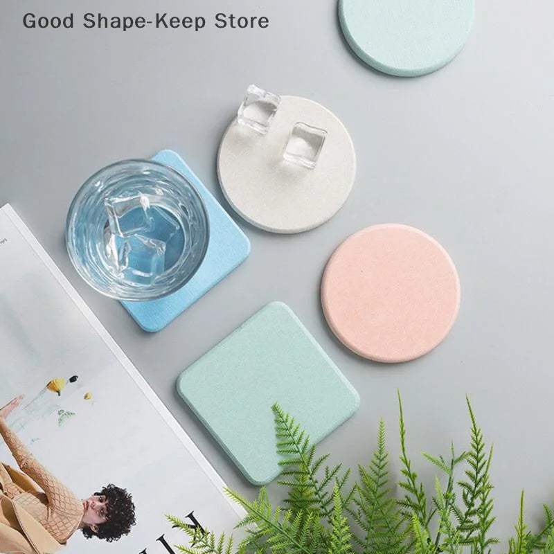 sous verres tapis diatomées coton rond carré gris rose bleu blanc moderne adhésif absorption