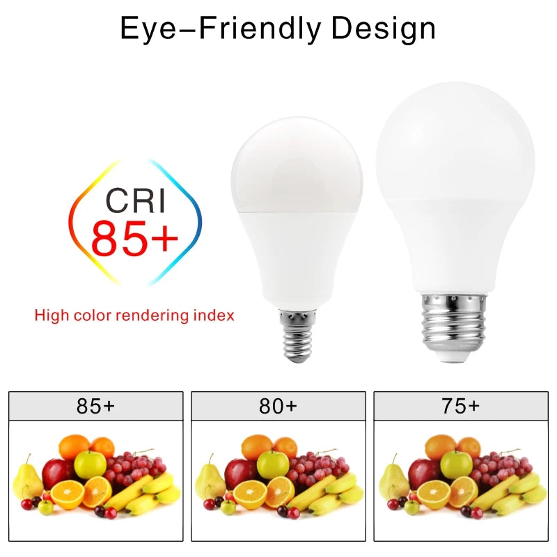 Ampoules LED E27 E14 blanc froid moderne 50000h 85+CRI 3W 20W