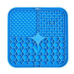 tapis jeu chien texturé antidérapant bleu gris violet hexagons os points moderne