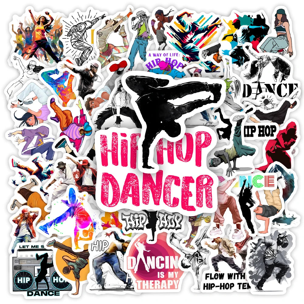 stickers hip hop danseurs poses textes thérapie multicolores adhésifs waterproof adultes adolescents scrapbooking