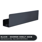 étagère murale moderne noire vis fixée salle bain aluminium laqué 30cm 40cm 50cm