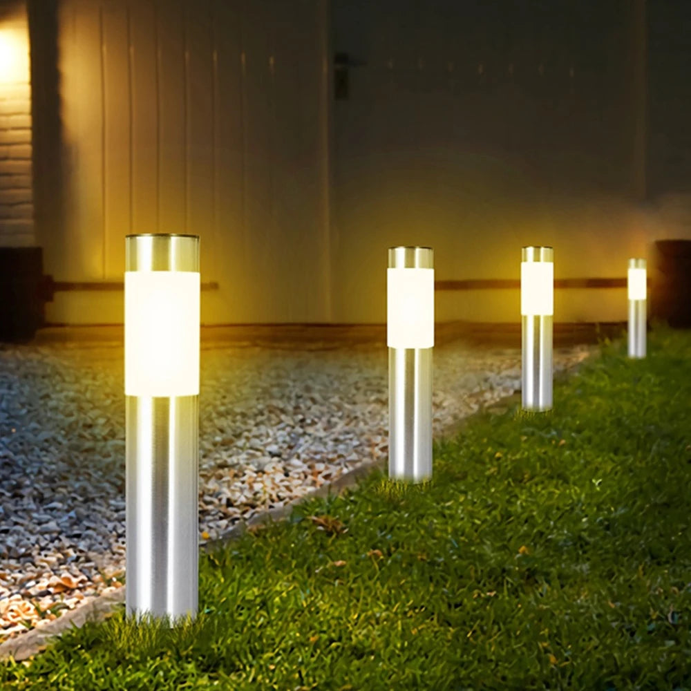 lumière solaire led moderne jardin extérieur blanc argent adhésif ip55 inoxydable